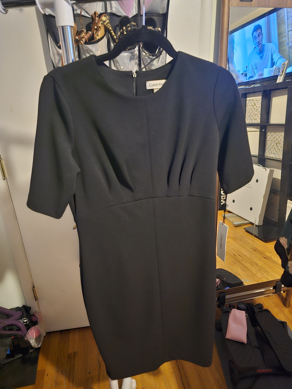 Calvin Klein Black Short Sleeve Sheath Dress New SIZE 8
